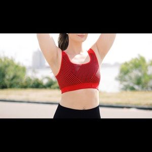 Red and Black Fabletics Sports Bra